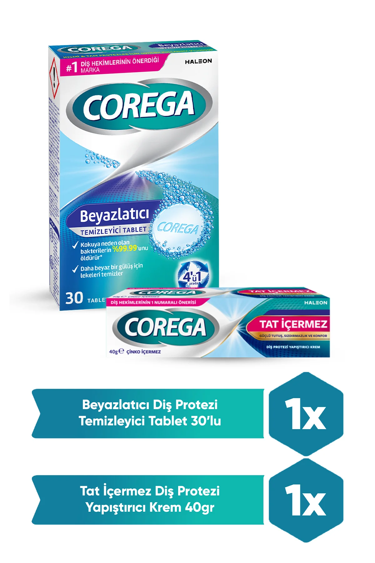Beyazlatıcı Temizleyici Tablet 30 Adet+Tat İçermez Protez Yapıştırıcı Krem 40gr
