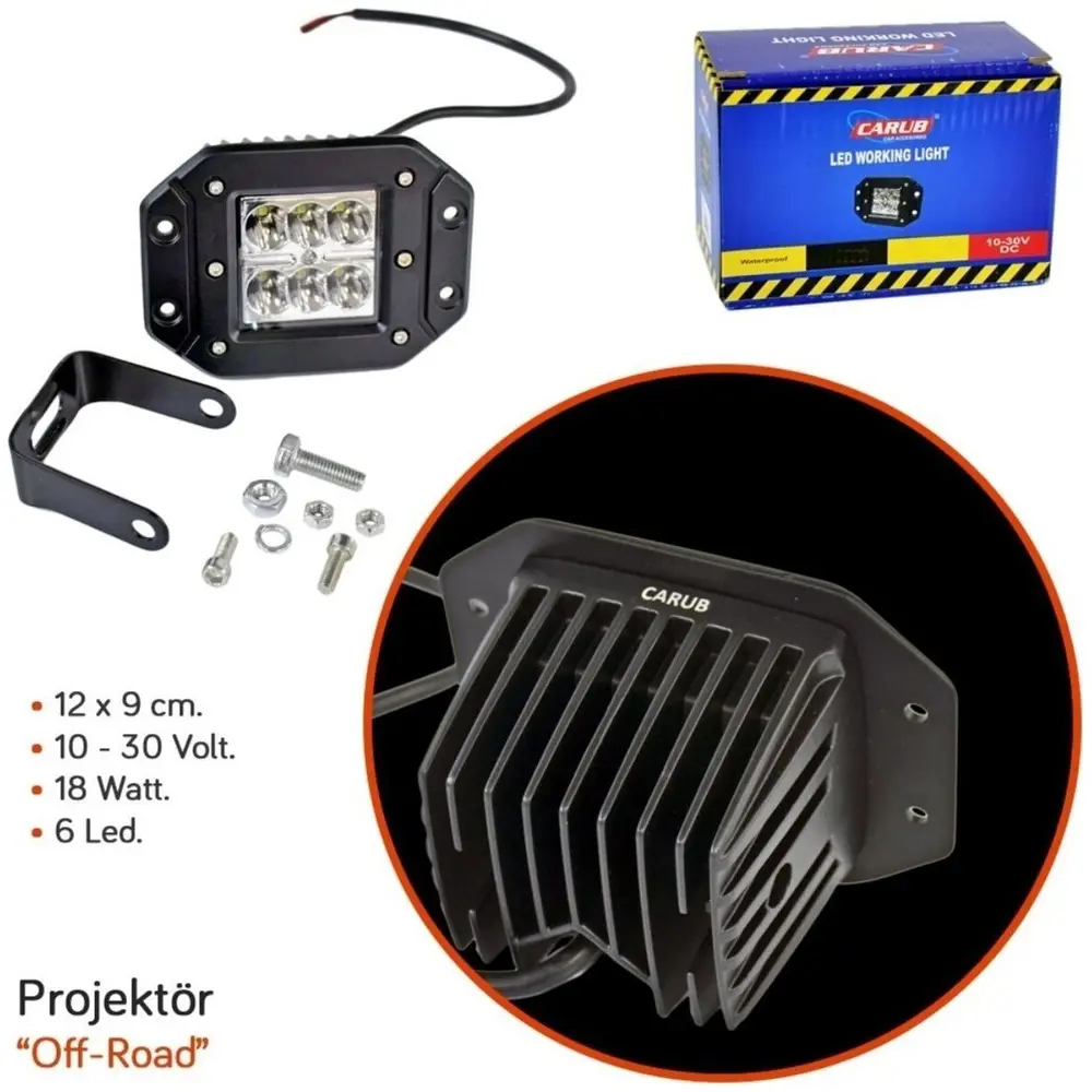 BEYAZLED Off ROAD GÖMME SİS FARI Farı PROJEKTÖR 6 LED 10-30V 18W