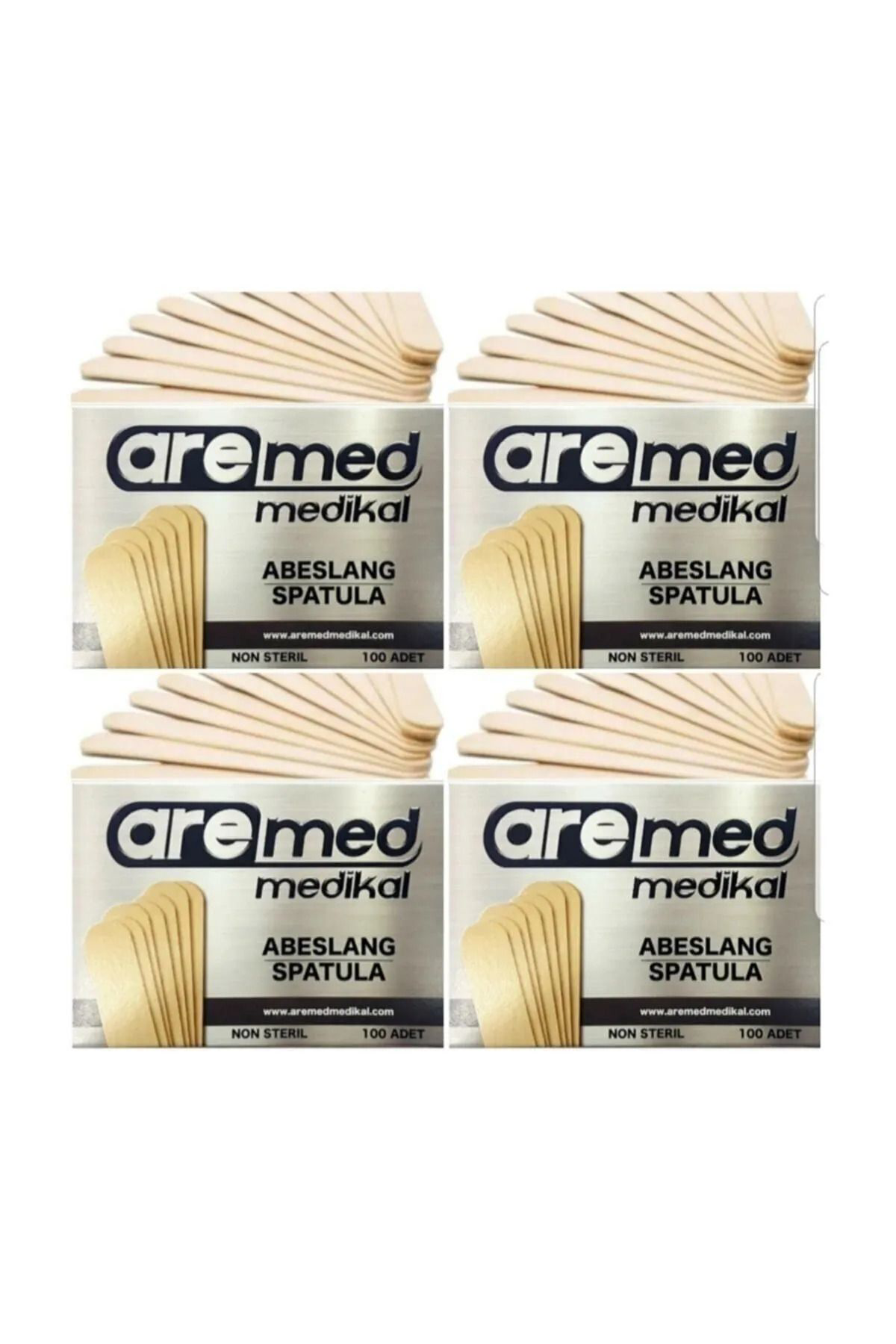 Aremed Beybi Abeslang Ahşap Dil Çubuğu - Ağda Spatulasi 100'Lü X 4 Paket