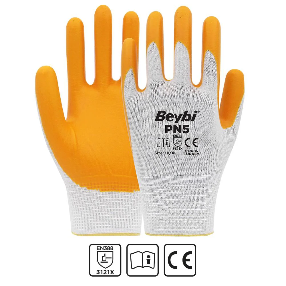 Beybi Nitril PMK PN5 Beyaz Sarı Örme Polyoster Nitril  9 Beden 12