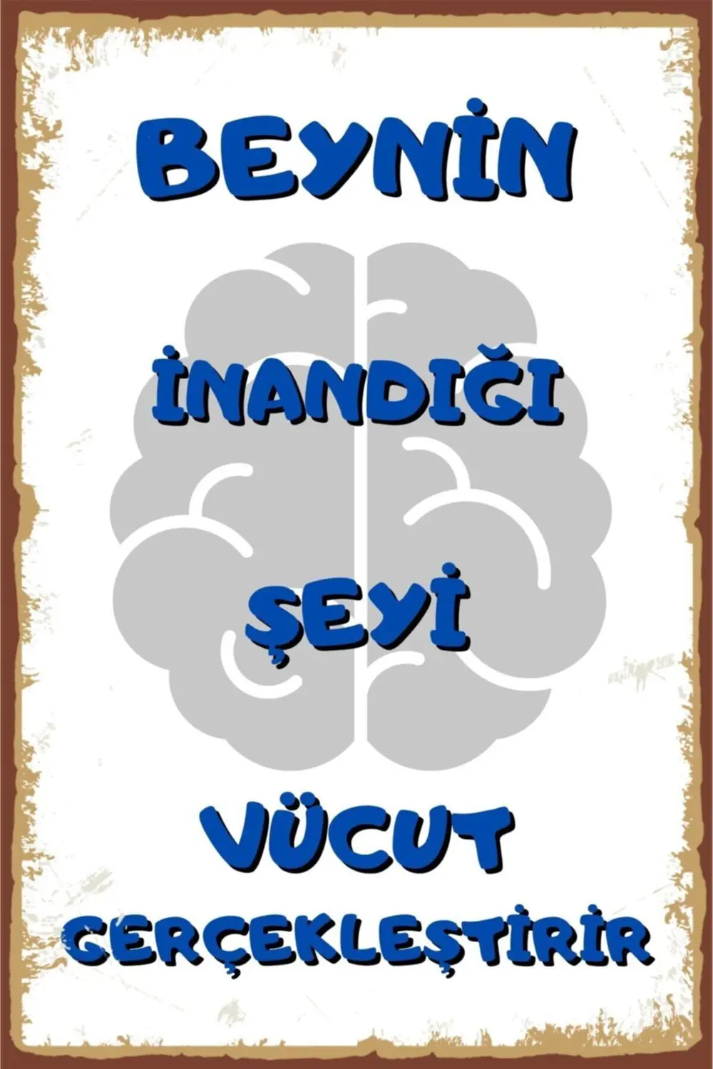Beynin Inanması Motive Edici Retro Ahşap Poster