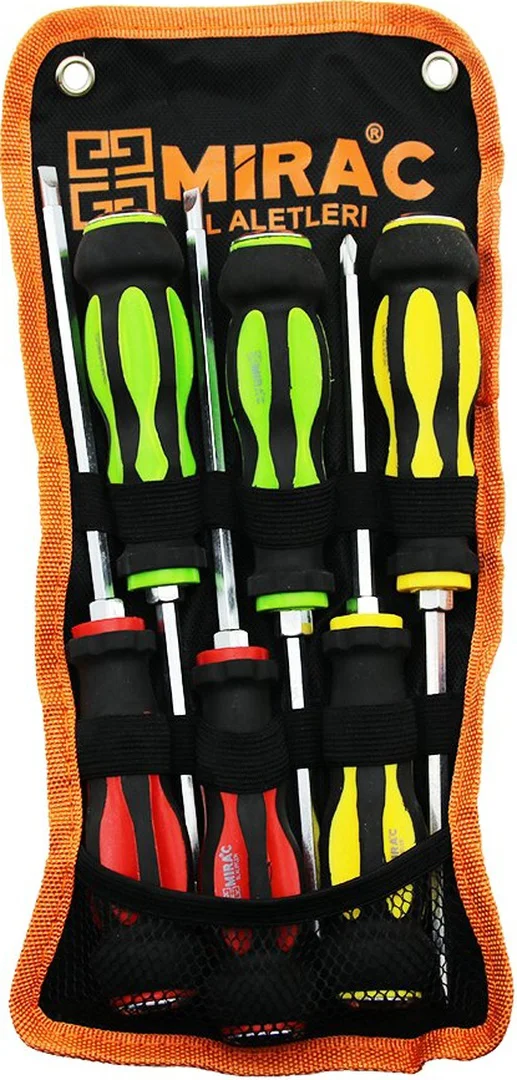 Bez Çantalı Renkli - Kauçuk Kaplama Saplı Darbeli 6lı Set Çift Ta