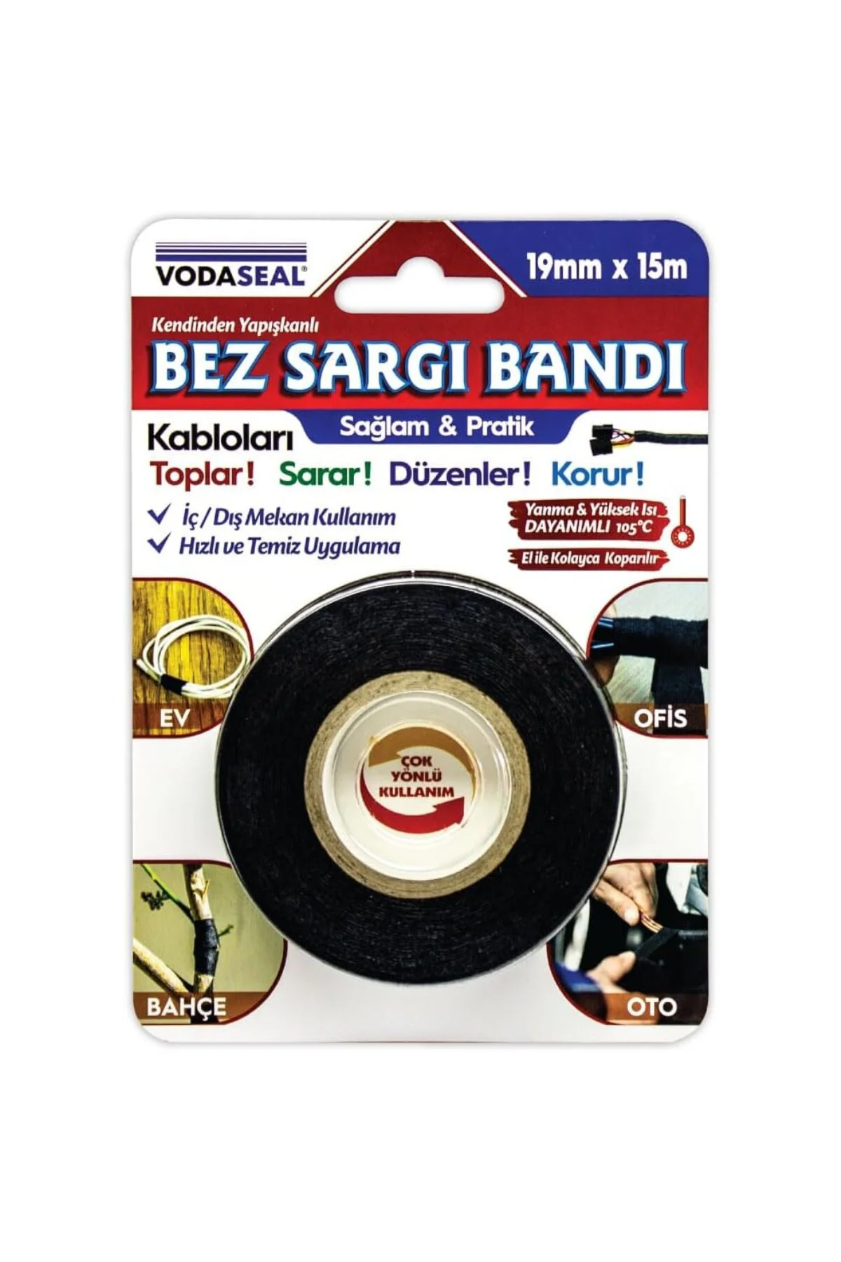 Bez Sargı Bandı 19mmX15m (Ofis-Oto-Bahçe-Ev) 105 derece Isıya Dayanıklı