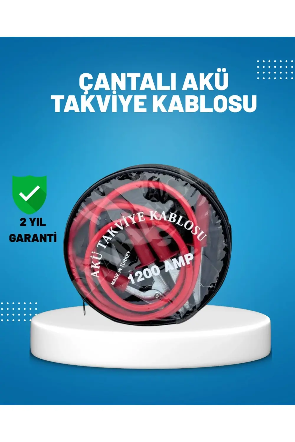 BFS 1200 Amper Akü Takviye Kablosu 2 Metre İzoleli Bakır Uçlu