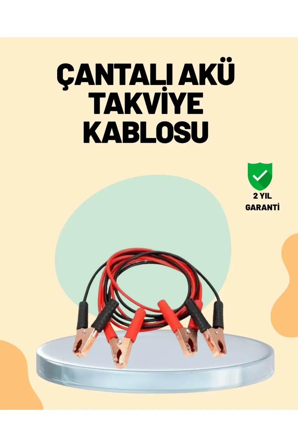 BFS 1200 Amper Jumper Kablo 2 Metre Bakır Uçlu Araç Takviye Seti