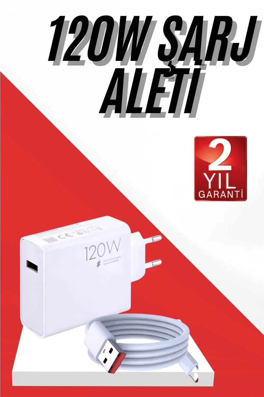 BFS 120W Şarj Aleti Hızlı Çift Turbo Şarj Aleti Seti Beyaz