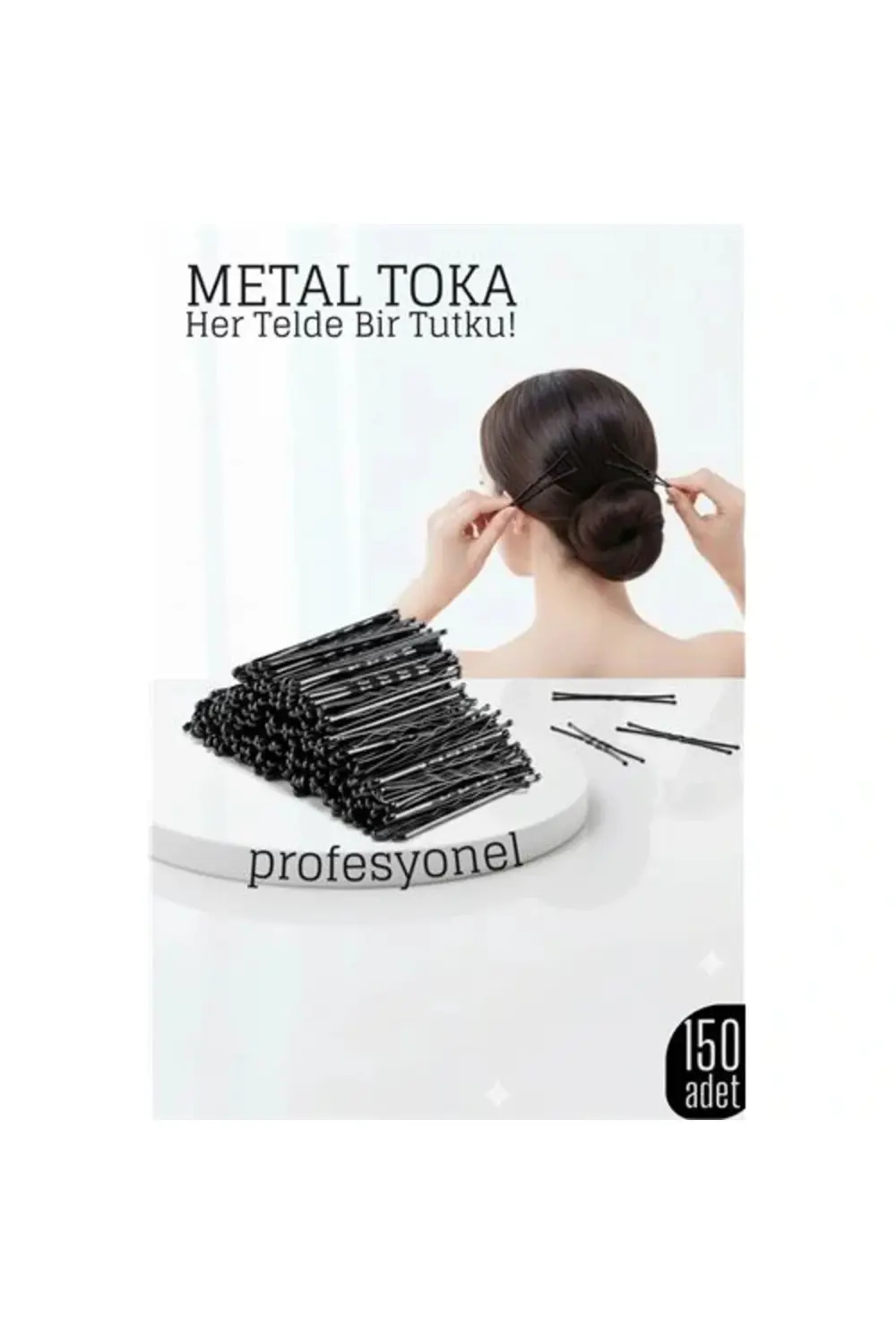 BFS 150’li Siyah Metal Tel Toka Seti – Profesyonel Saç Şekillendi