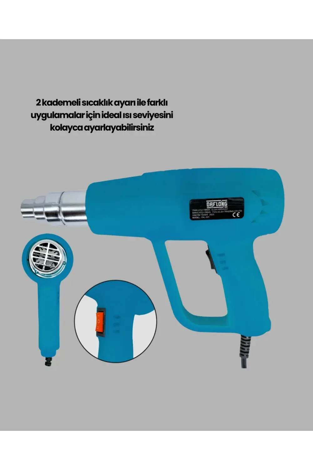 BFS 2000W Profesyonel 2 Kademeli Isı Tabancası Sıcak Hava Üfleme