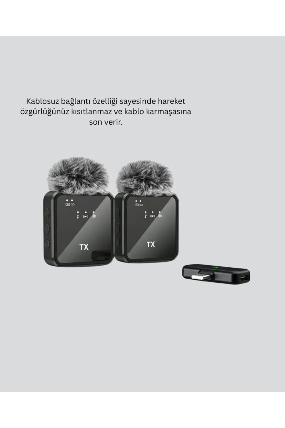 BFS 2’li Kablosuz Yaka Mikrofonu Type-C ve Lightning Uyumlu Profe