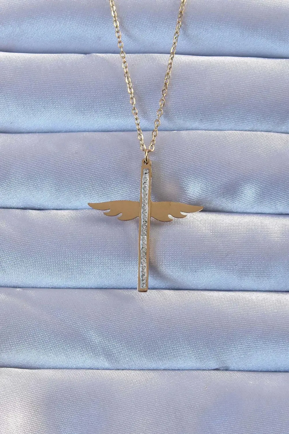 BFS 316L Çelik Altın Renk Zirkon Taşlı Mikail Kolye