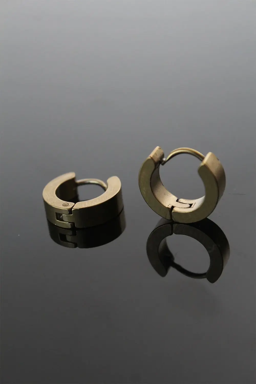 BFS 316L Çelik Gold Renk Halka Model Çift Küpe