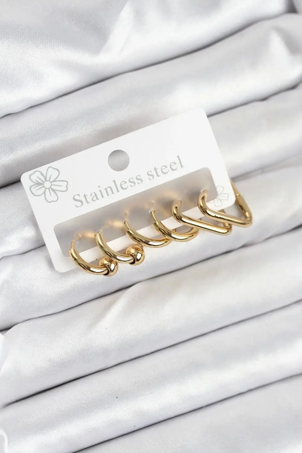 BFS 316L Çelik Gold Renk Kadın Küpe Seti