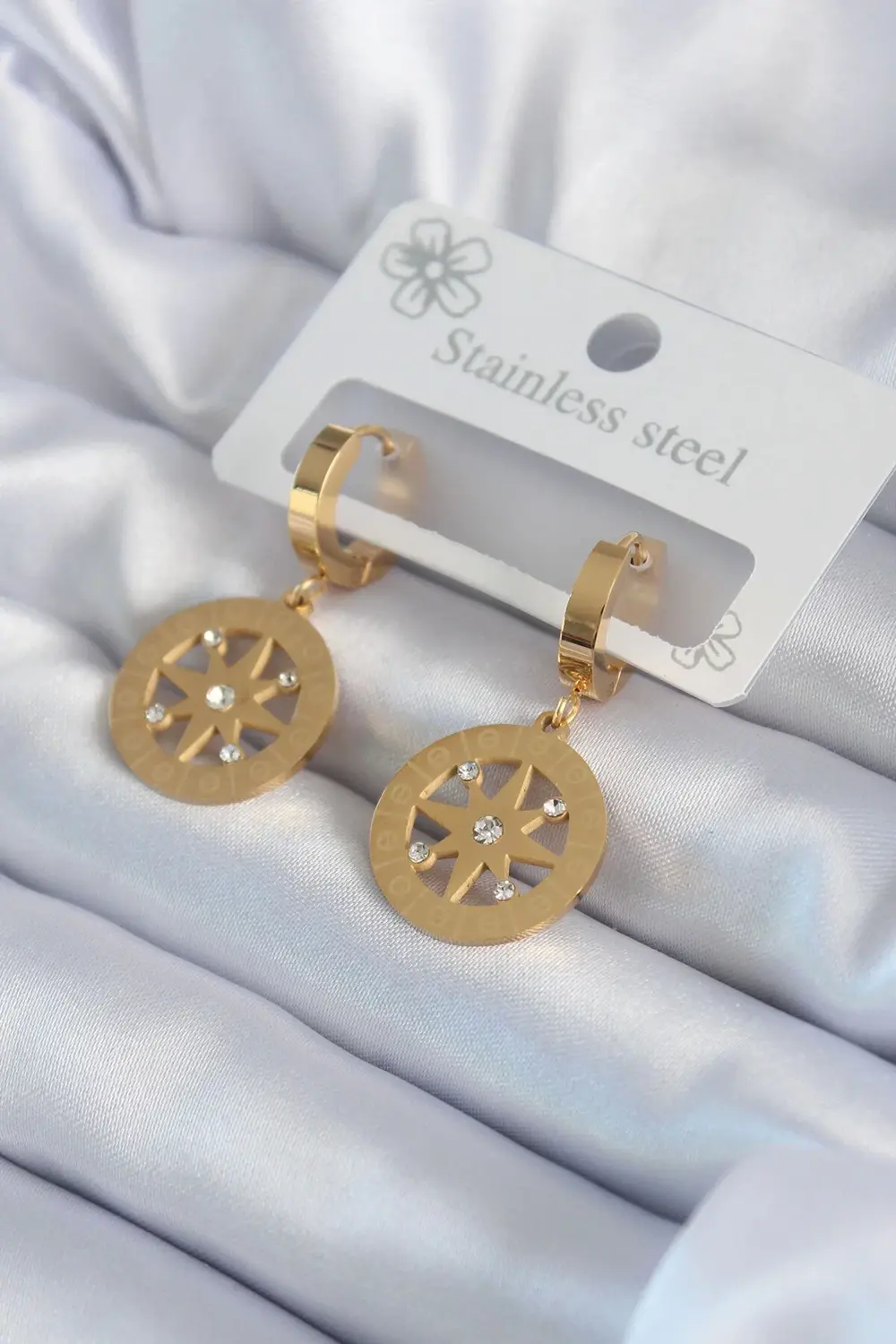 BFS 316L Çelik Gold Renk Kutup Yıldızı Model İşleme Detay Zirkon