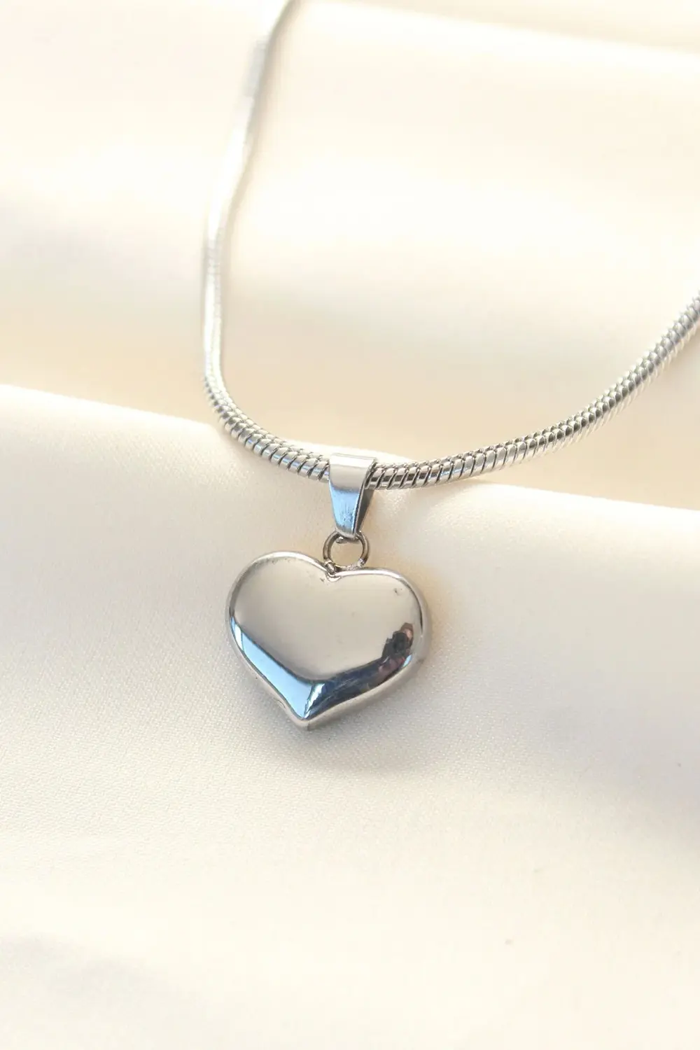 BFS 316L Çelik Gümüş Renk Kalp Kolye