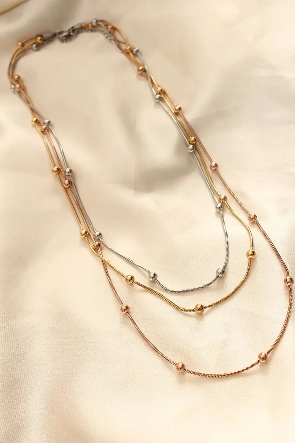 BFS 316L Çelik Karışık Renkli Topçuk Tasarımlı Çoklu Kolye