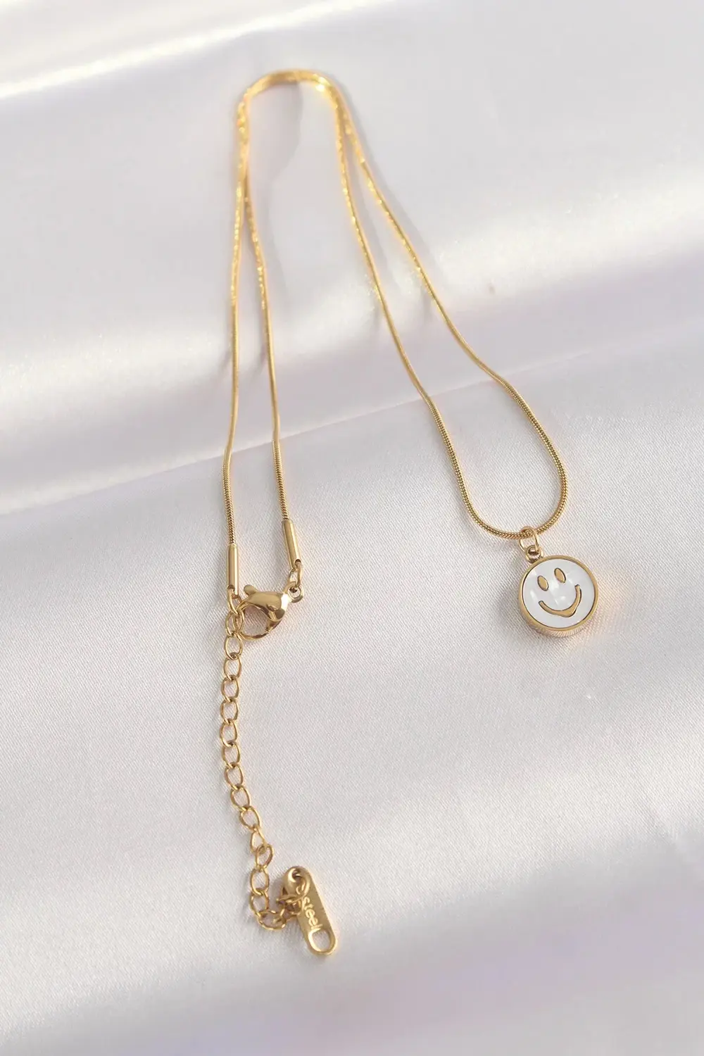 BFS 316L Çelik Zincir Altın Renk Mermer Desenli Minimal Smile Kol