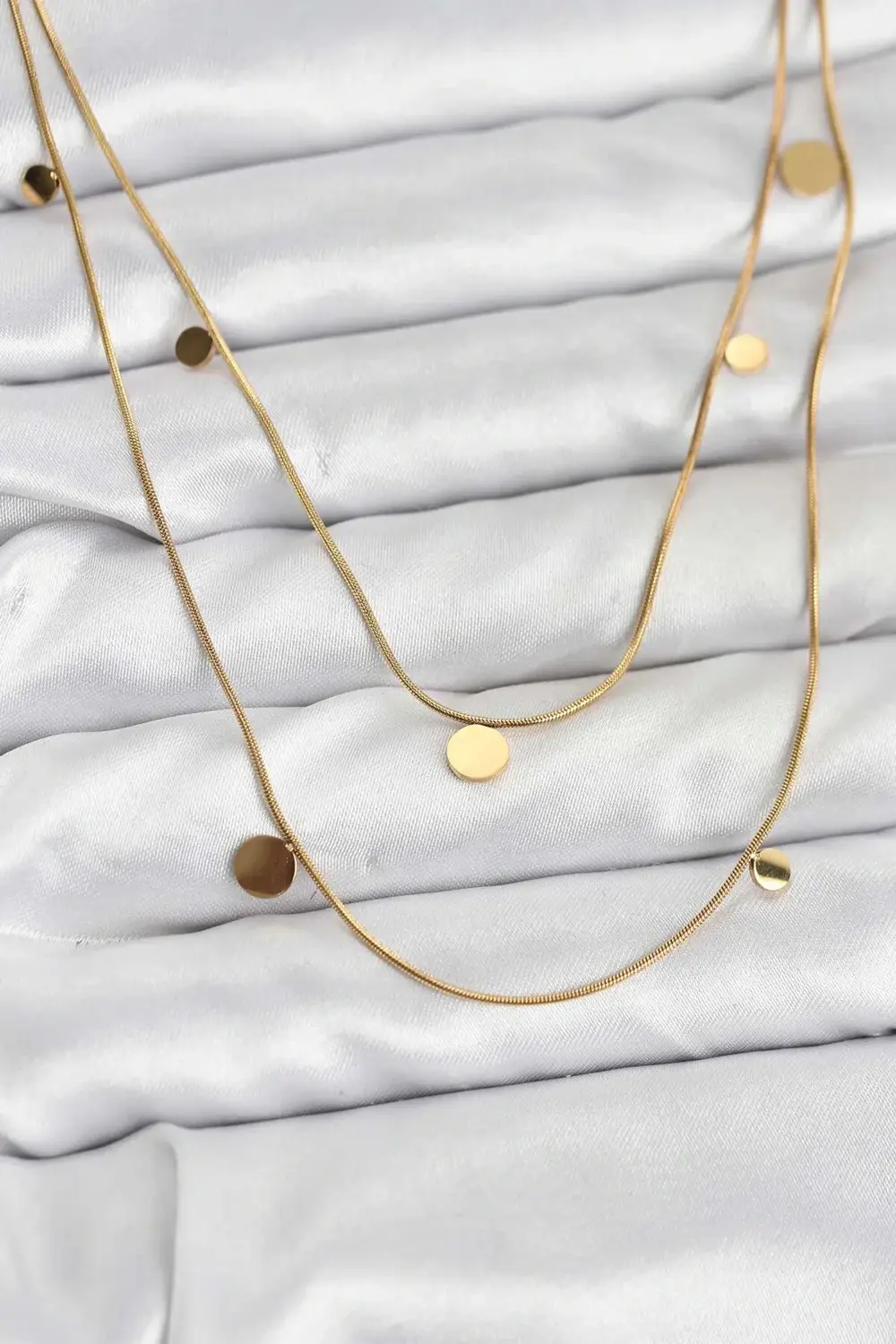 BFS 316L Çelik Zincir Gold Renk Pullu Kadın Kolye