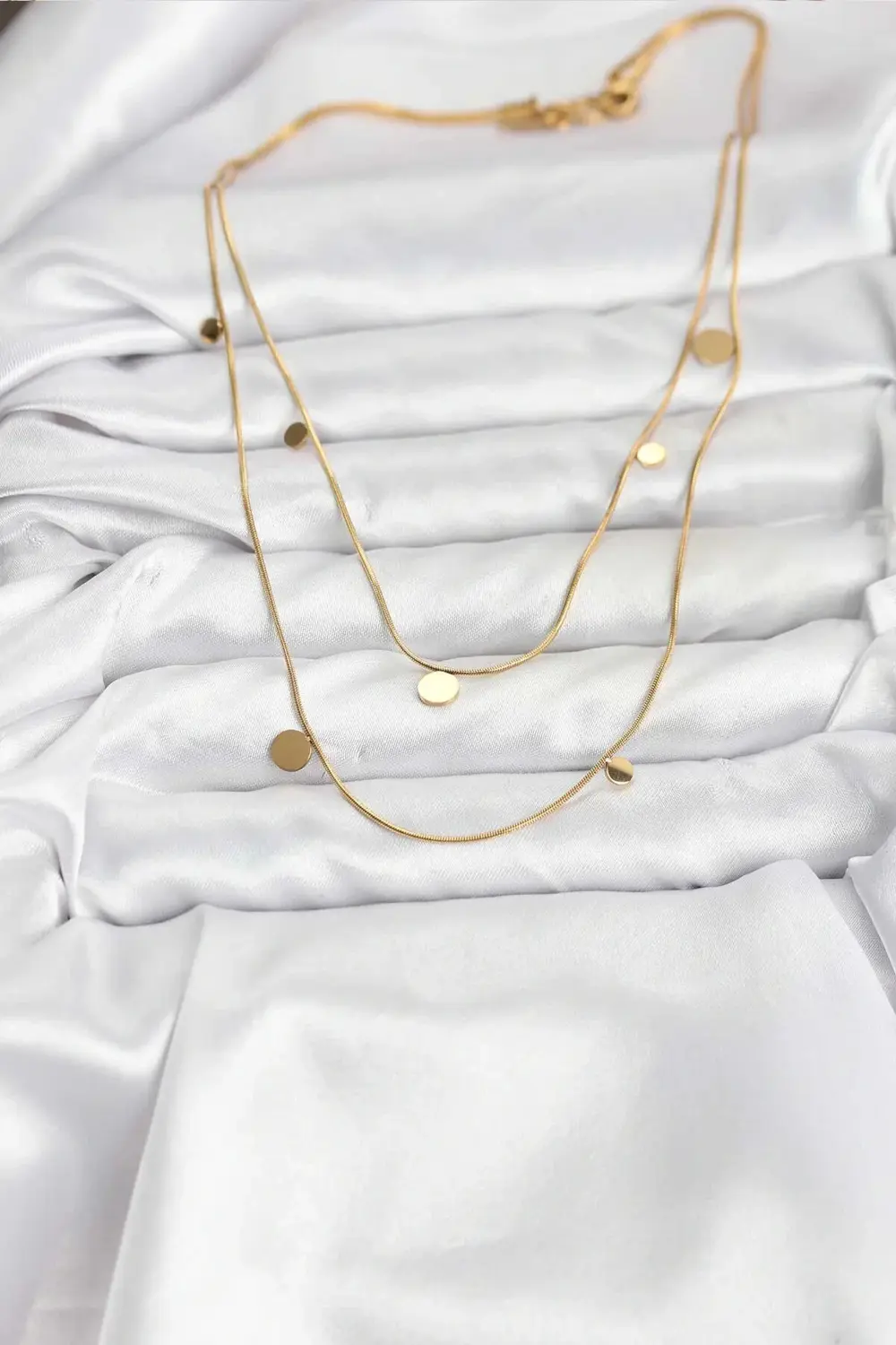 BFS 316L Çelik Zincir Gold Renk Pullu Kadın Kolye