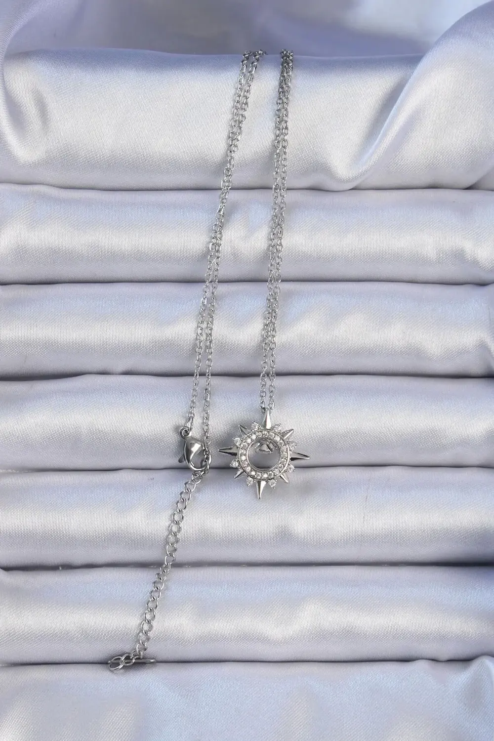 BFS 316L Çelik Zincir Gümüş Renk Zirkon Taşlı Parlayan Yıldız Kol