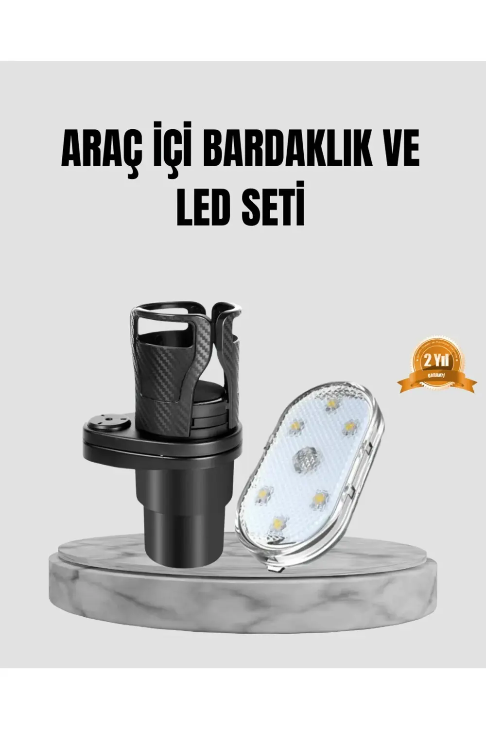 BFS 360° Döner Çiftli Bardak Tutucu ve Kablosuz Ambiyans LED Işık