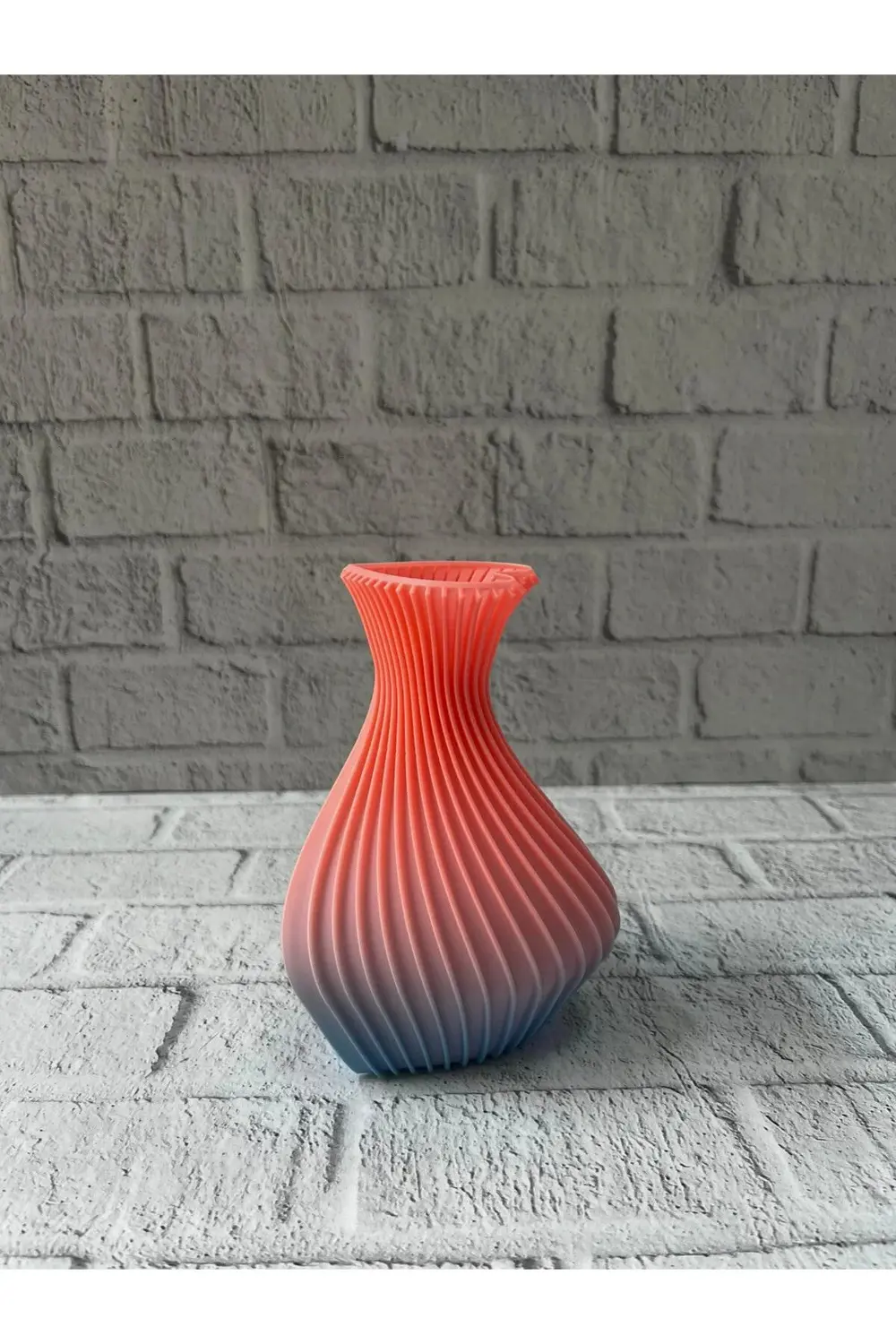 BFS 3D Dalga Desenli Kalp Formlu Dekoratif Vazo Pembe 15 cm