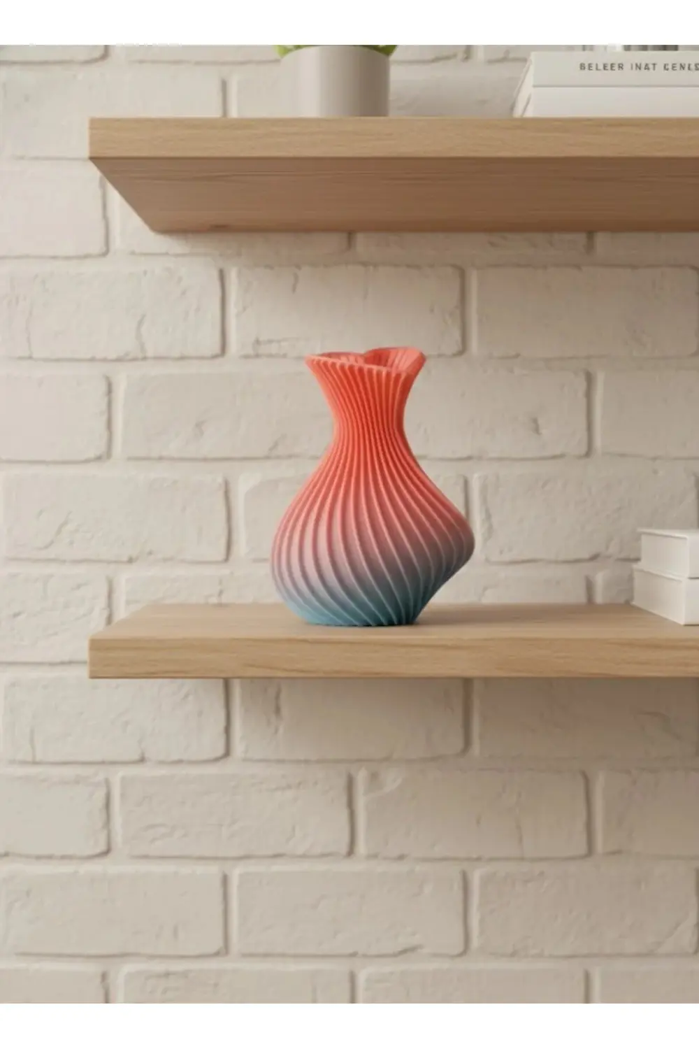 BFS 3D Dalga Desenli Kalp Formlu Dekoratif Vazo Pembe 15 cm