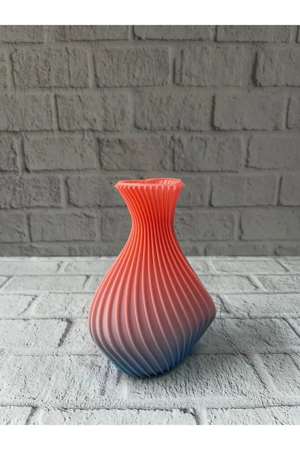 BFS 3D Dalga Desenli Kalp Formlu Dekoratif Vazo Pembe 15 cm