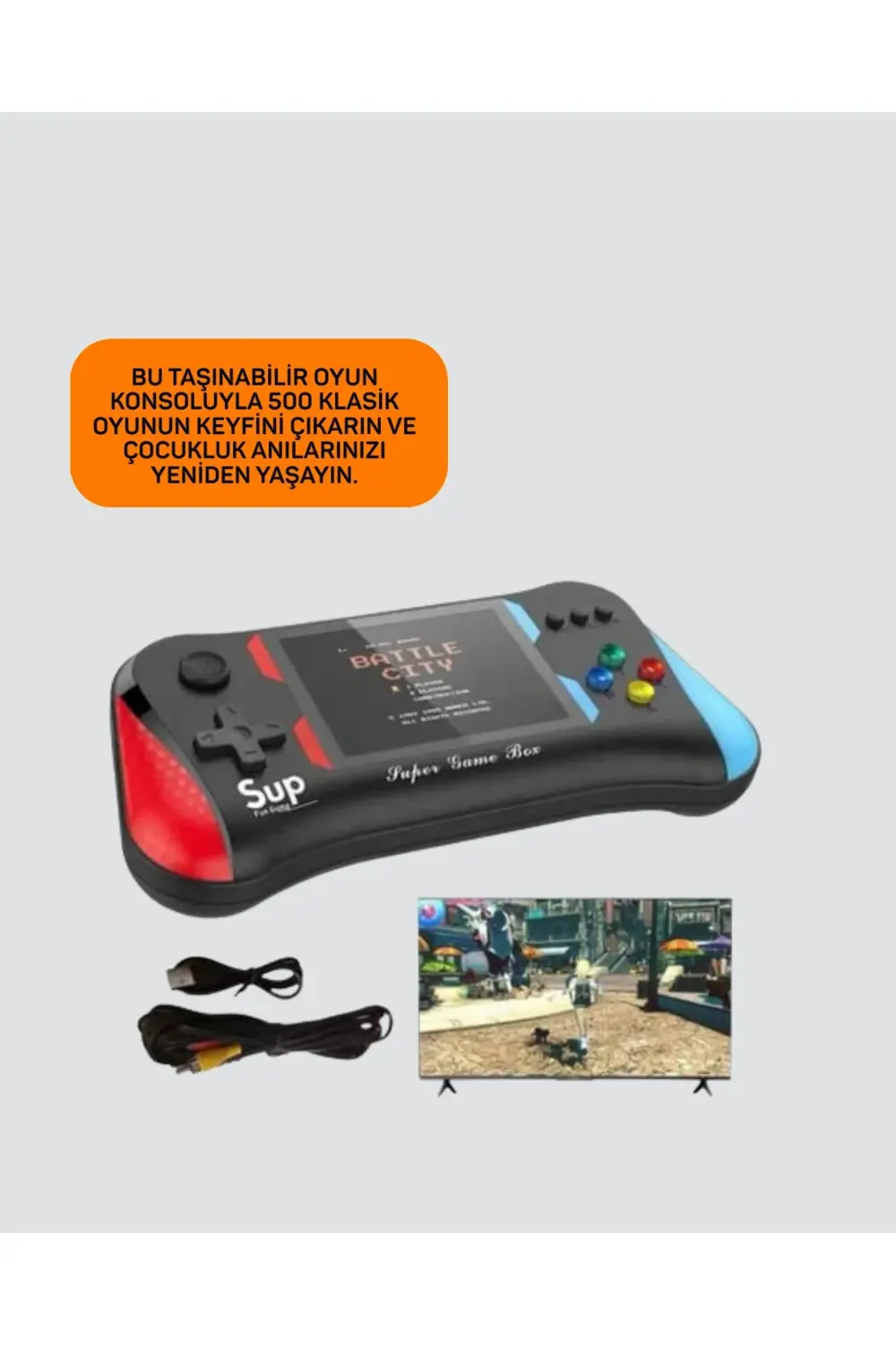 BFS 500 Oyunlu 3,5” Elde Taşınabilir Mini Oyun Konsolu – Şarjlı,