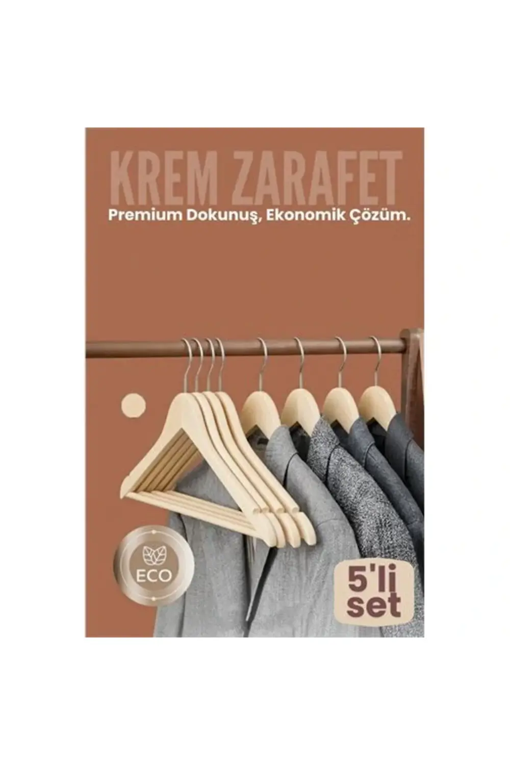 BFS 5'li Lüks Krem Elbise Ceket Askısı - Ergonomik & Kaymaz Plast