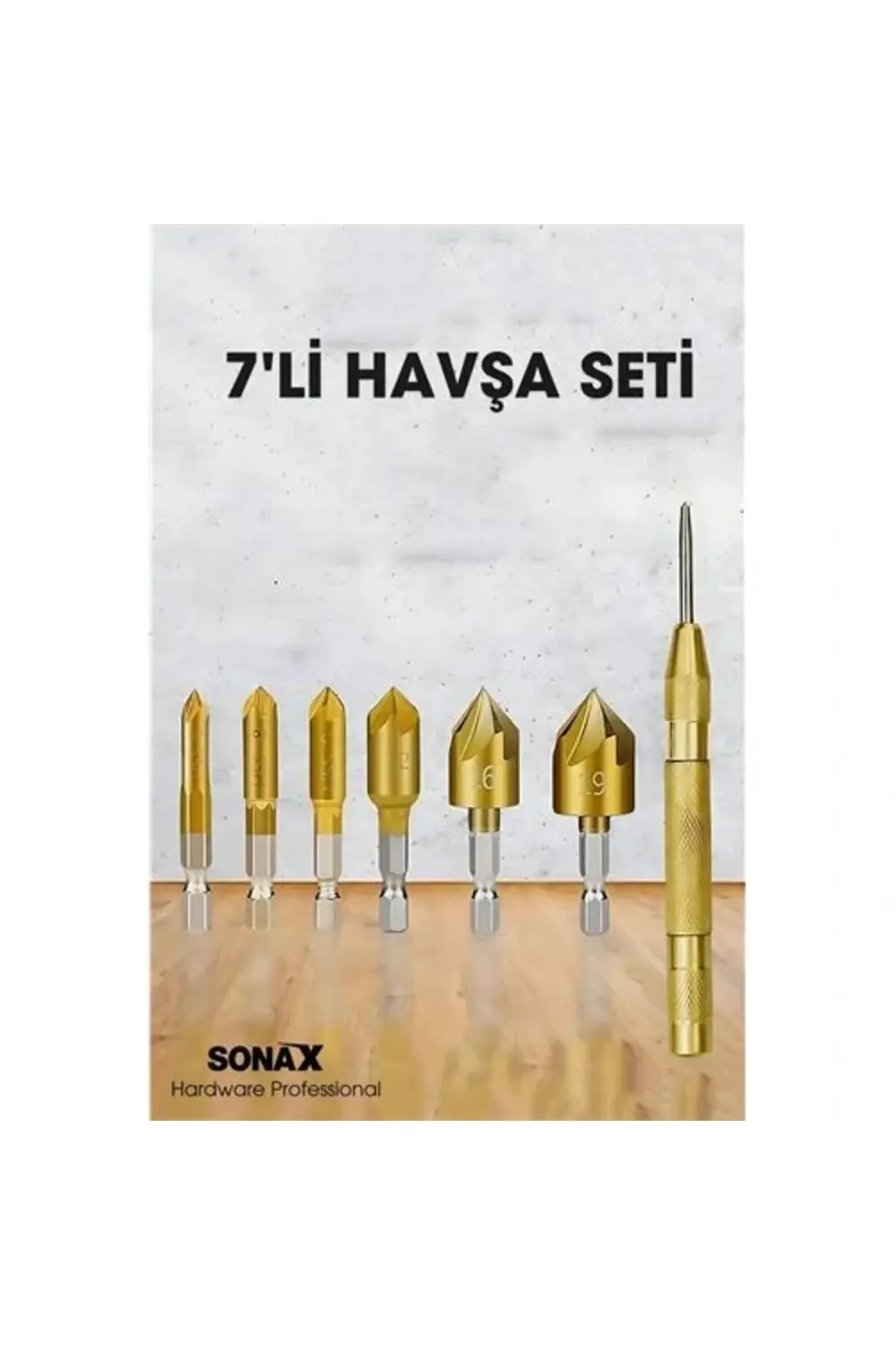 BFS 7'li HSS Titanyum Kaplı Kılavuz ve Havşa Matkap Ucu Seti + Ot