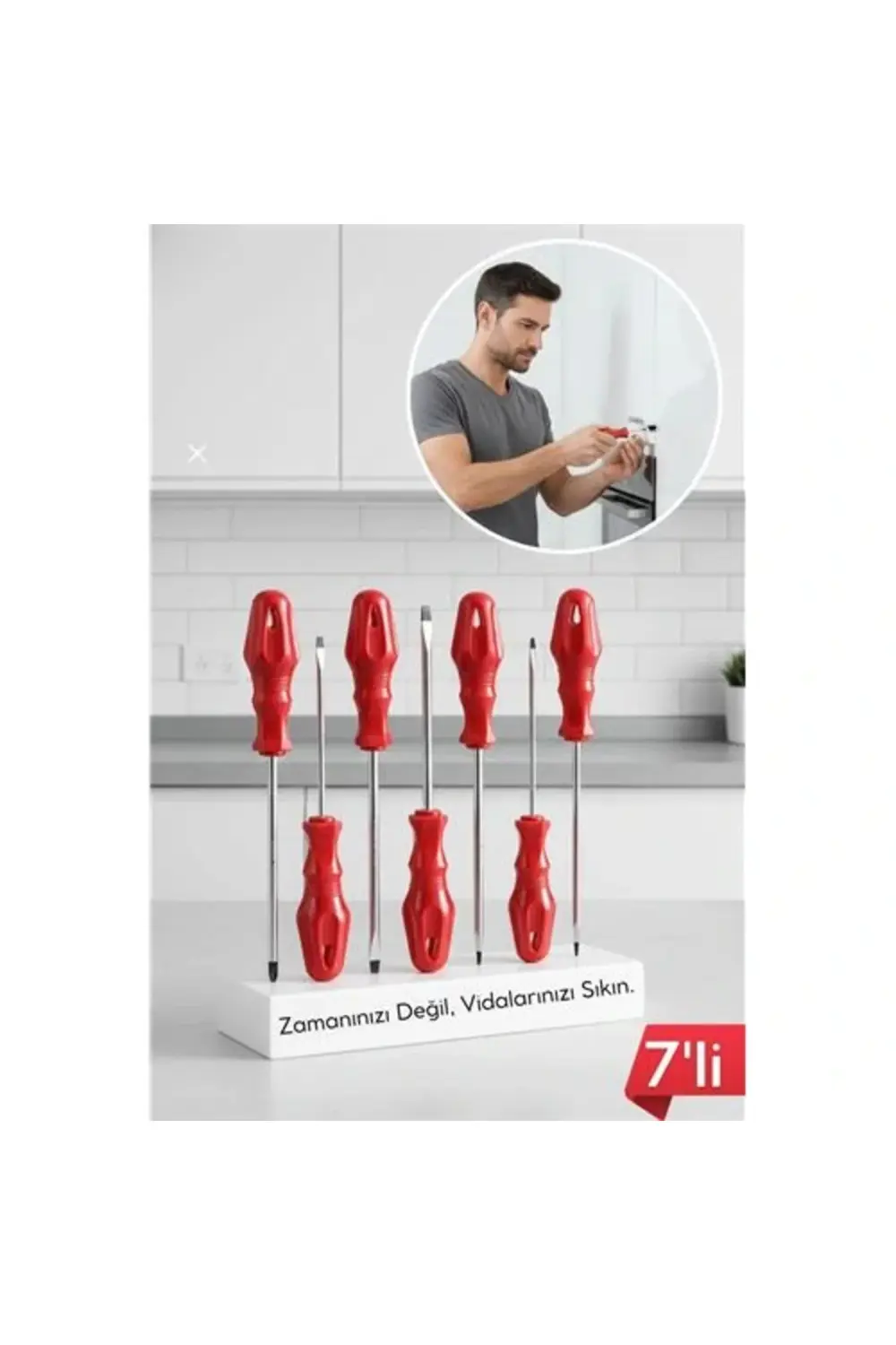 BFS 7'li Profesyonel Tornavida Seti | Ergonomik Kırmızı Saplı | D