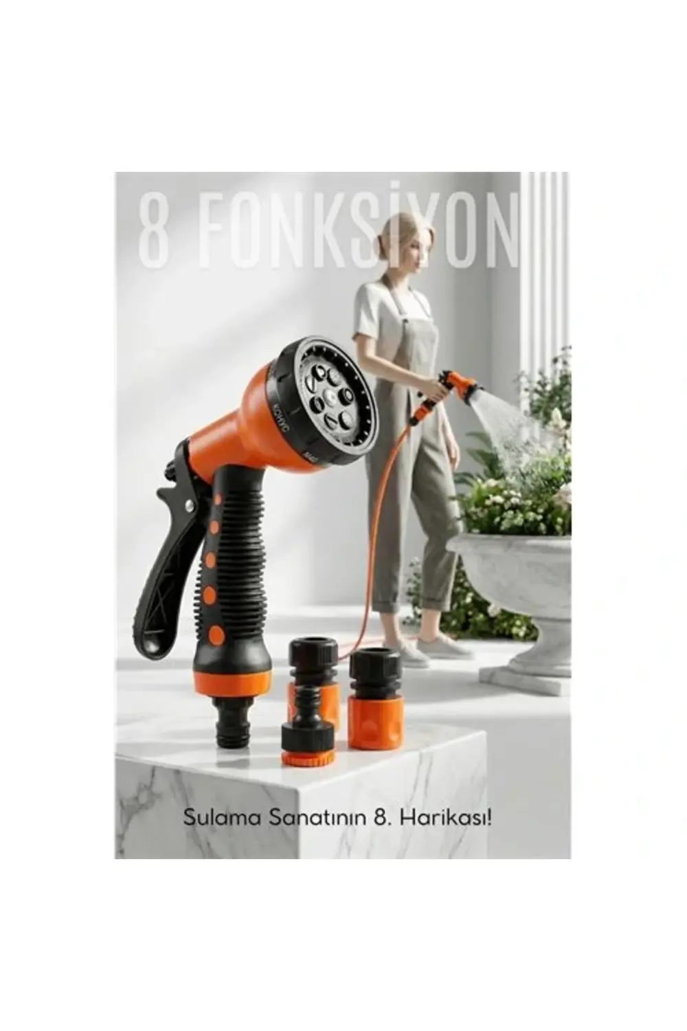 BFS 8 Fonksiyonlu Ayarlı Hortum Seti Yüksek Basınçlı Araba Yıkama