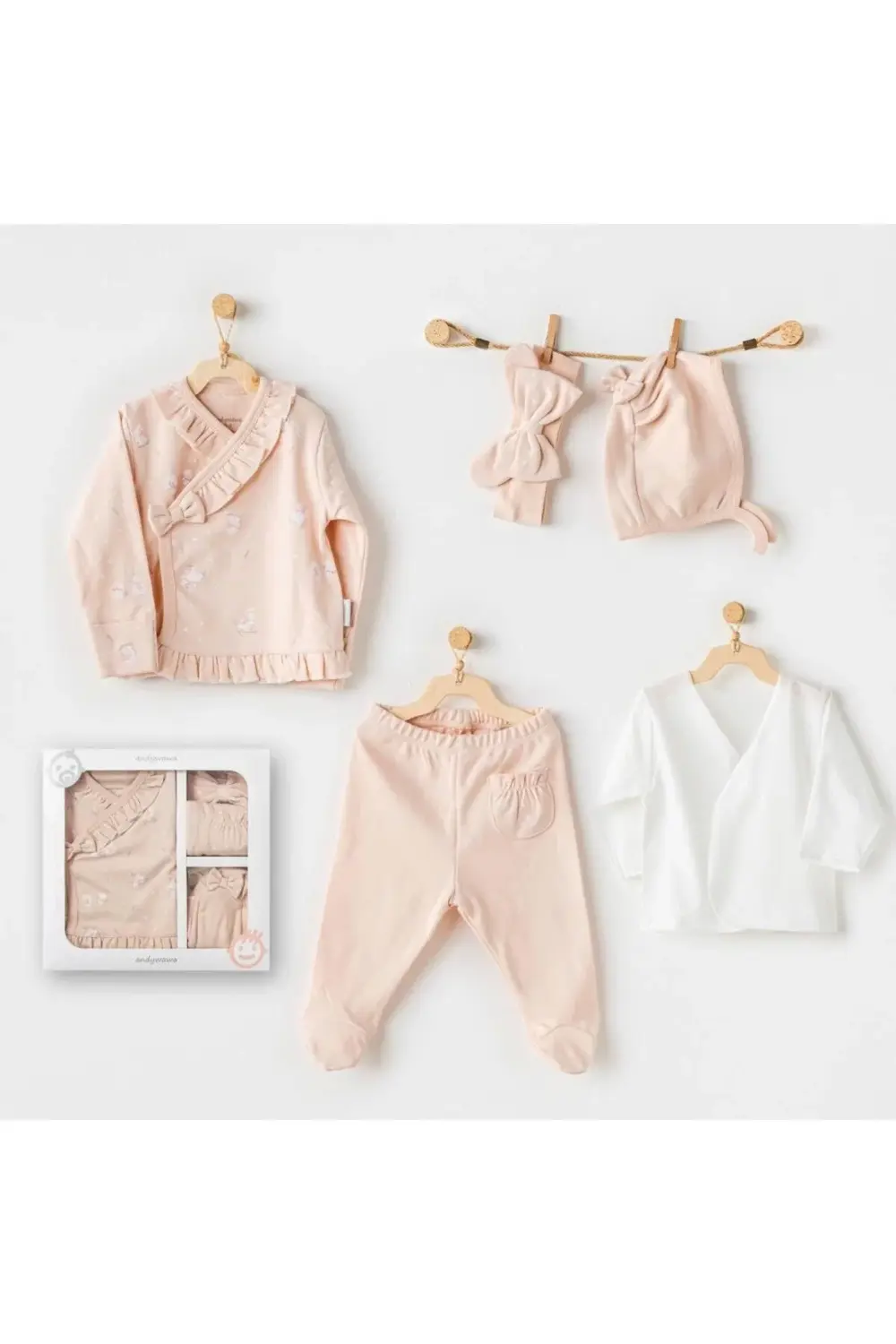 BFS AC24110 Cute Bunnies Be Sking 5 Parça Hastane Çıkışı Pink