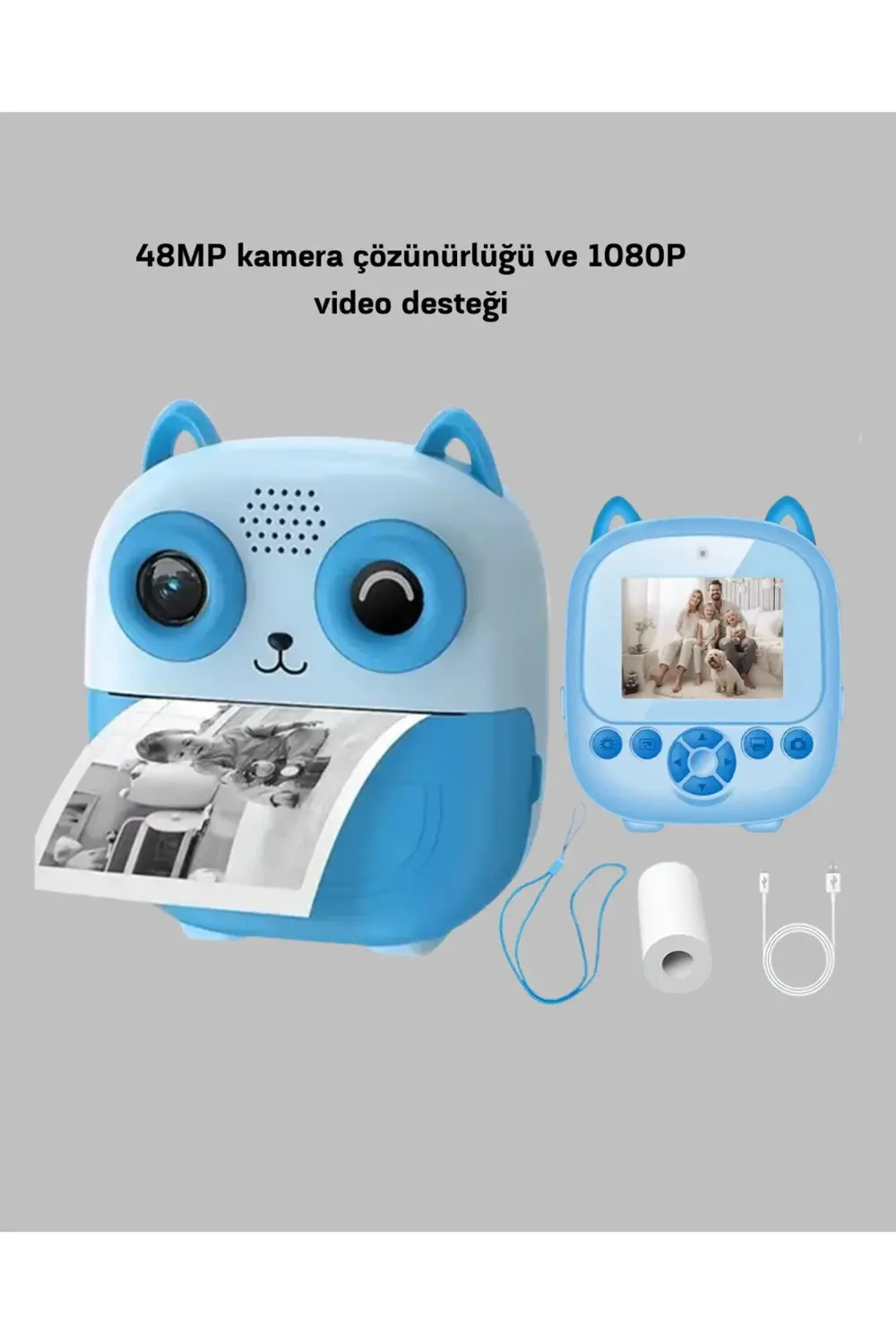 BFS Anında Baskı Özellikli Çocuk Kamerası 48MP 1080P Çift Lens 32