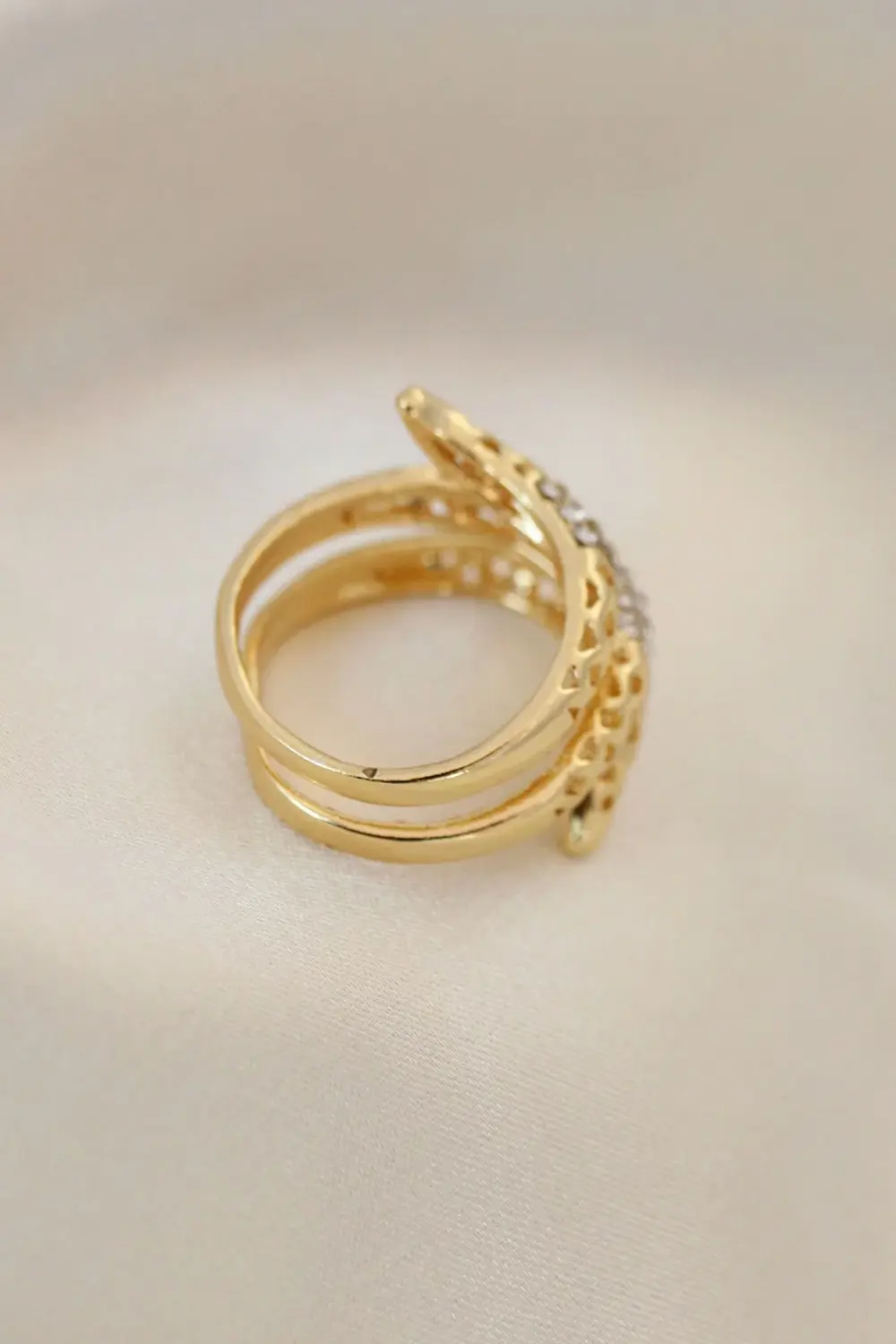 BFS Ayarlamalı Altın Renk Metal Zirkon Taşlı Yüzük