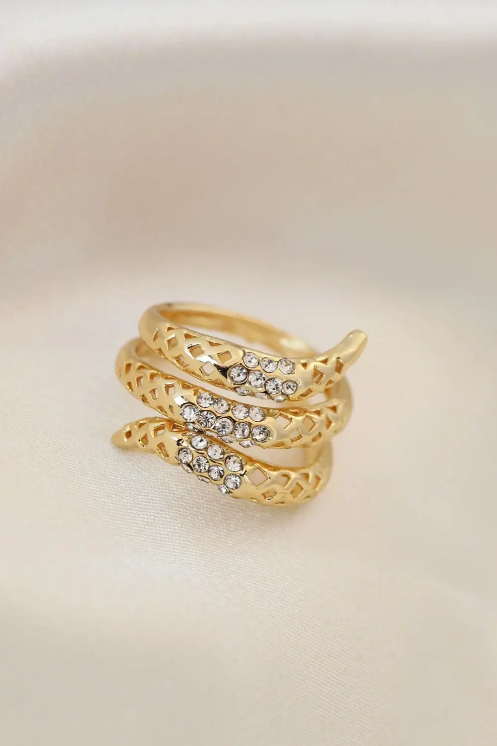 BFS Ayarlamalı Altın Renk Metal Zirkon Taşlı Yüzük