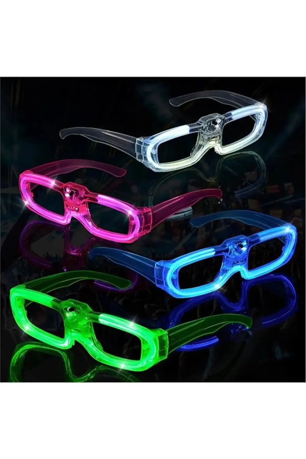 BFS Beyaz LED Işıklı Parti Gözlüğü 3 Modlu – Gece Eğlence Gözlüğü