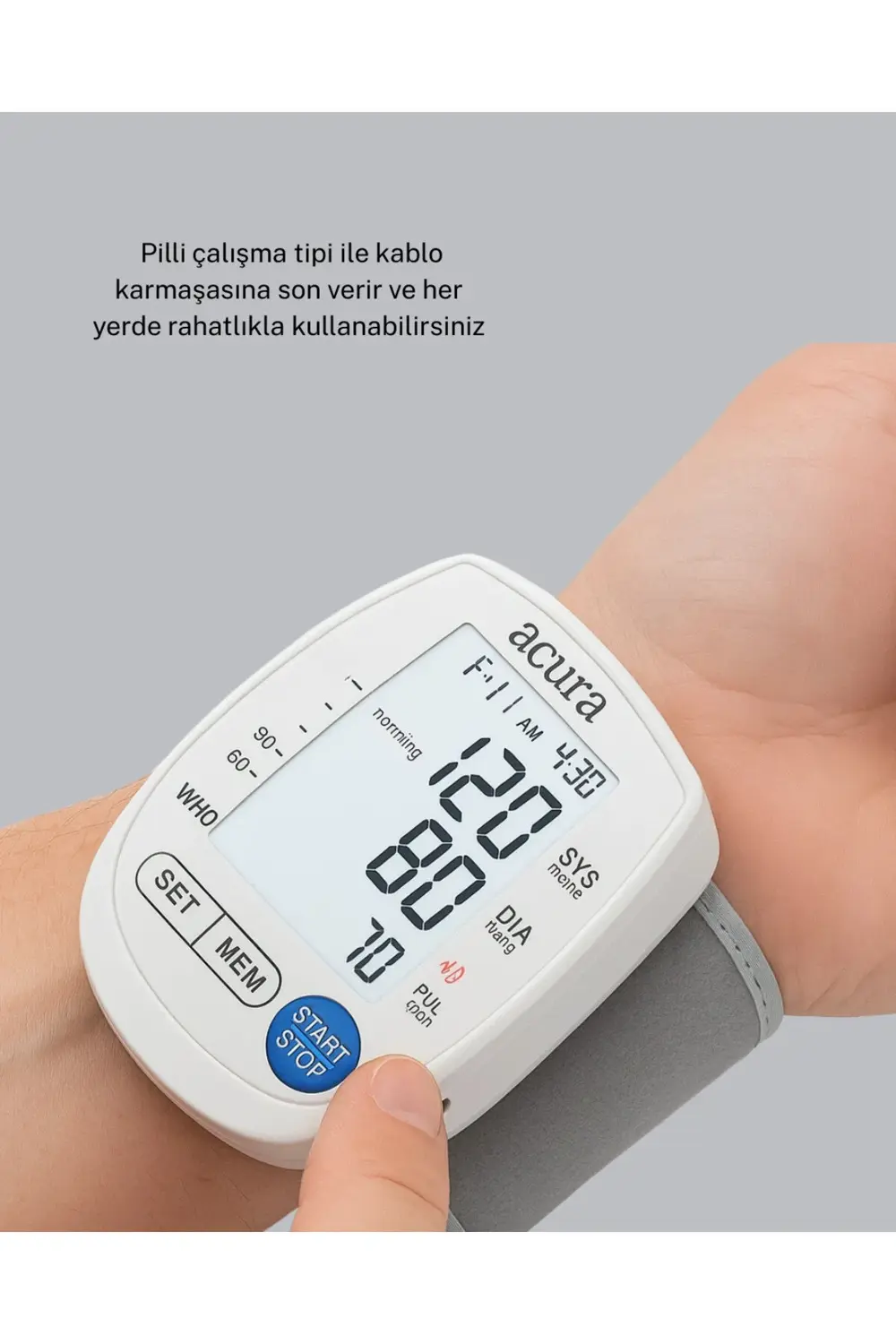 BFS Bilekten Dijital Tansiyon Aleti Hem Pilli Hem Şarjlı Hafızalı