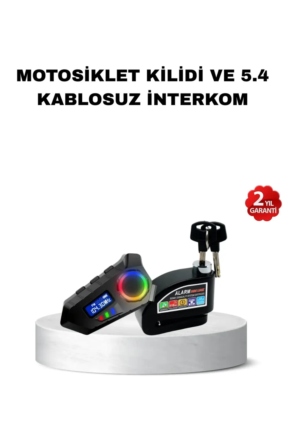 BFS Bluetooth 5.4 İntercom ve Alarmlı Disk Kilidi Seti Güçlü Ses