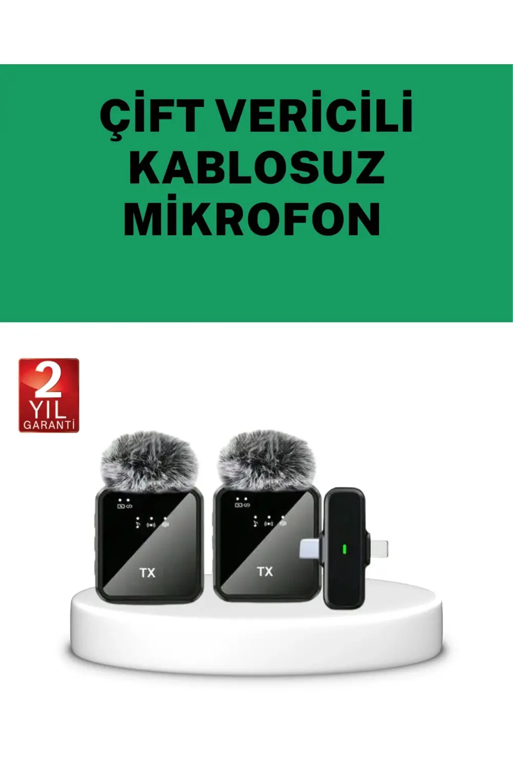 BFS Canlı Yayın ve Video Çekimleri İçin Çiftli Kablosuz Yaka Mikr