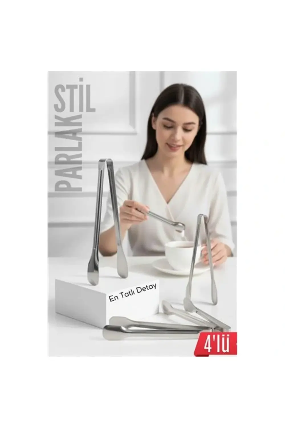 BFS Çelik 4'lü Şeker Maşası 13 CM | Buz, Limon ve Küp Şeker Servi