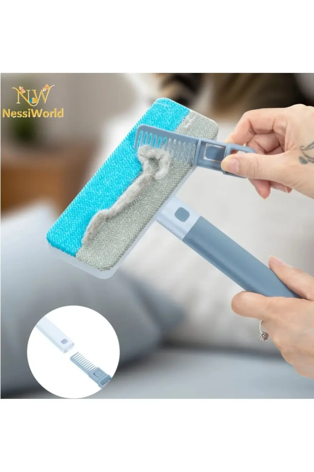 BFS Çift Yönlü Evcil Hayvan Tüy Toplayıcı ve Yüzey Temizleme Fırç