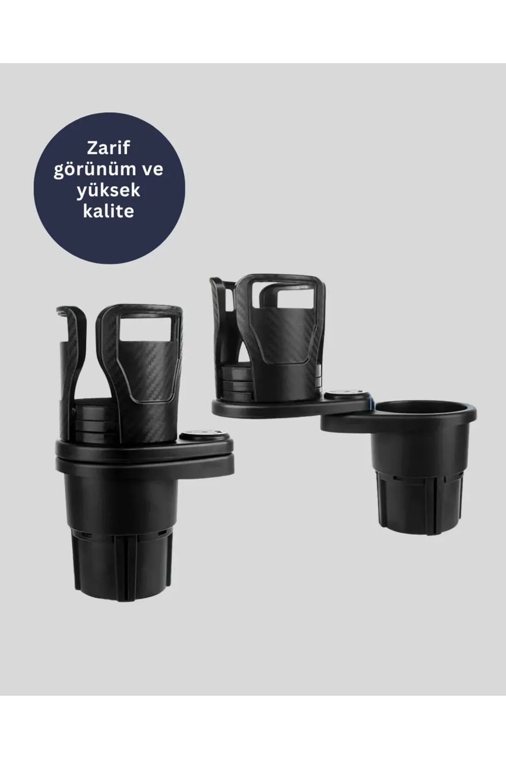 BFS Çiftli Araba Bardak Tutucu Karbon Fiber Görünümlü 360° Ayarlı