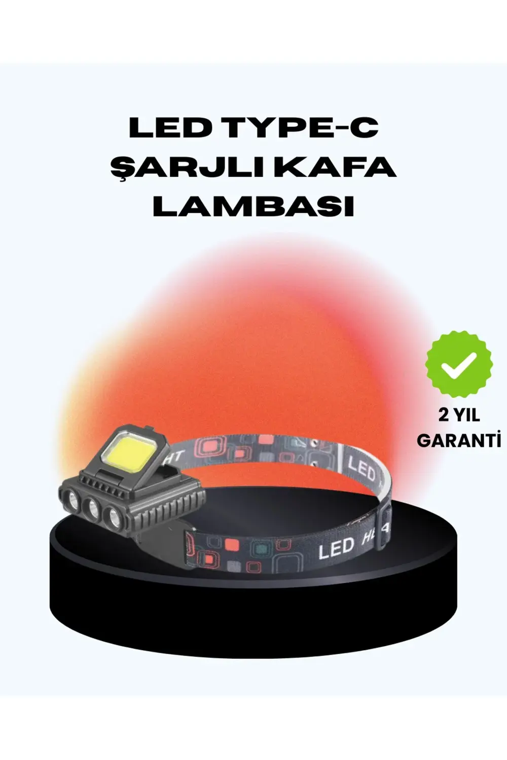 BFS COB + XPE LED Kafa Feneri 800 Lumen USB Type C Şarjlı Çok Mod