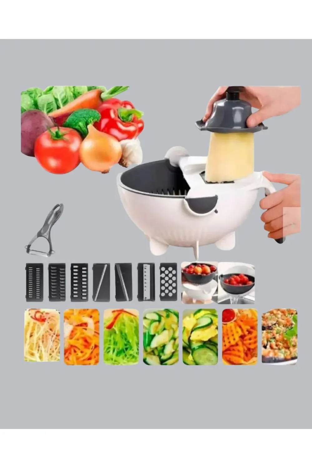 BFS Çok Fonksiyonlu Döner Rende Süzgeç Hazneli Ergonomik Sebze Do