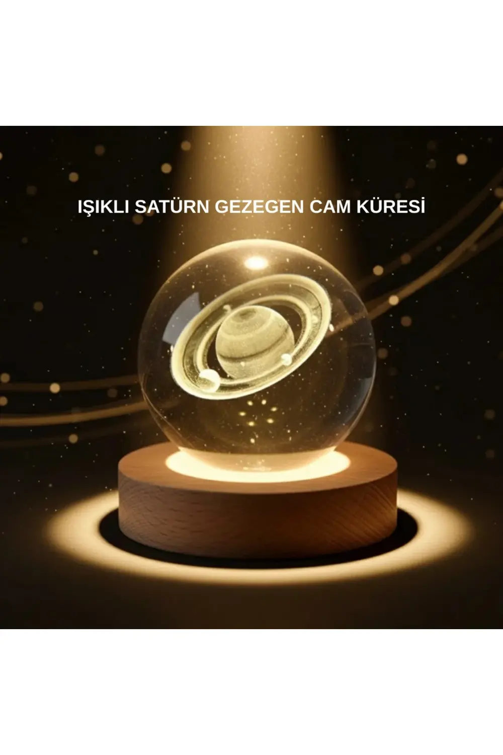 BFS Dekoratif 3D Satürn Motifli Kristal Küre Işıklı Gece Lambası