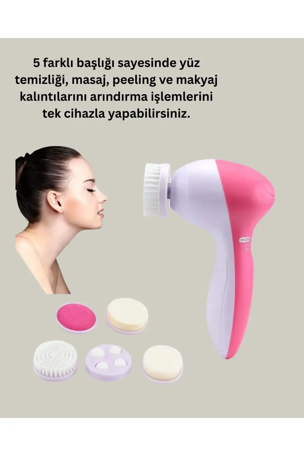 BFS Derin Temizleme ve Masaj İçin 5 Başlıklı Yüz Cilt Bakım Aleti