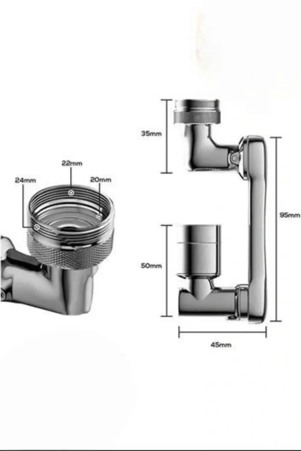 BFS Dönen Musluk Başlığı 1080 Derece Ayarlanabilir Filtreli Sprey