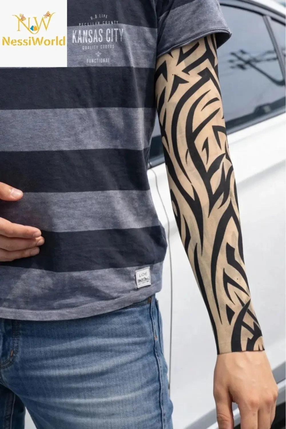 BFS Giyilebilir Kol Dövmesi Çorap Dövme 3D Baskılı Kol Bacak Dövm