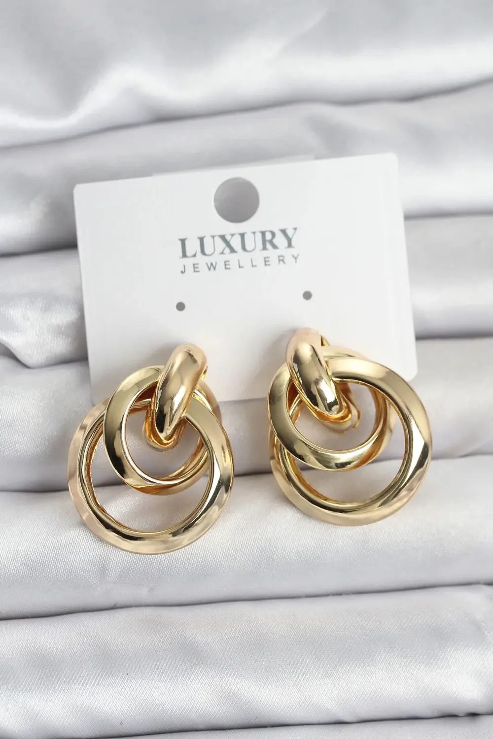 BFS Gold Renk Halka Model Pirinç Kadın Küpe